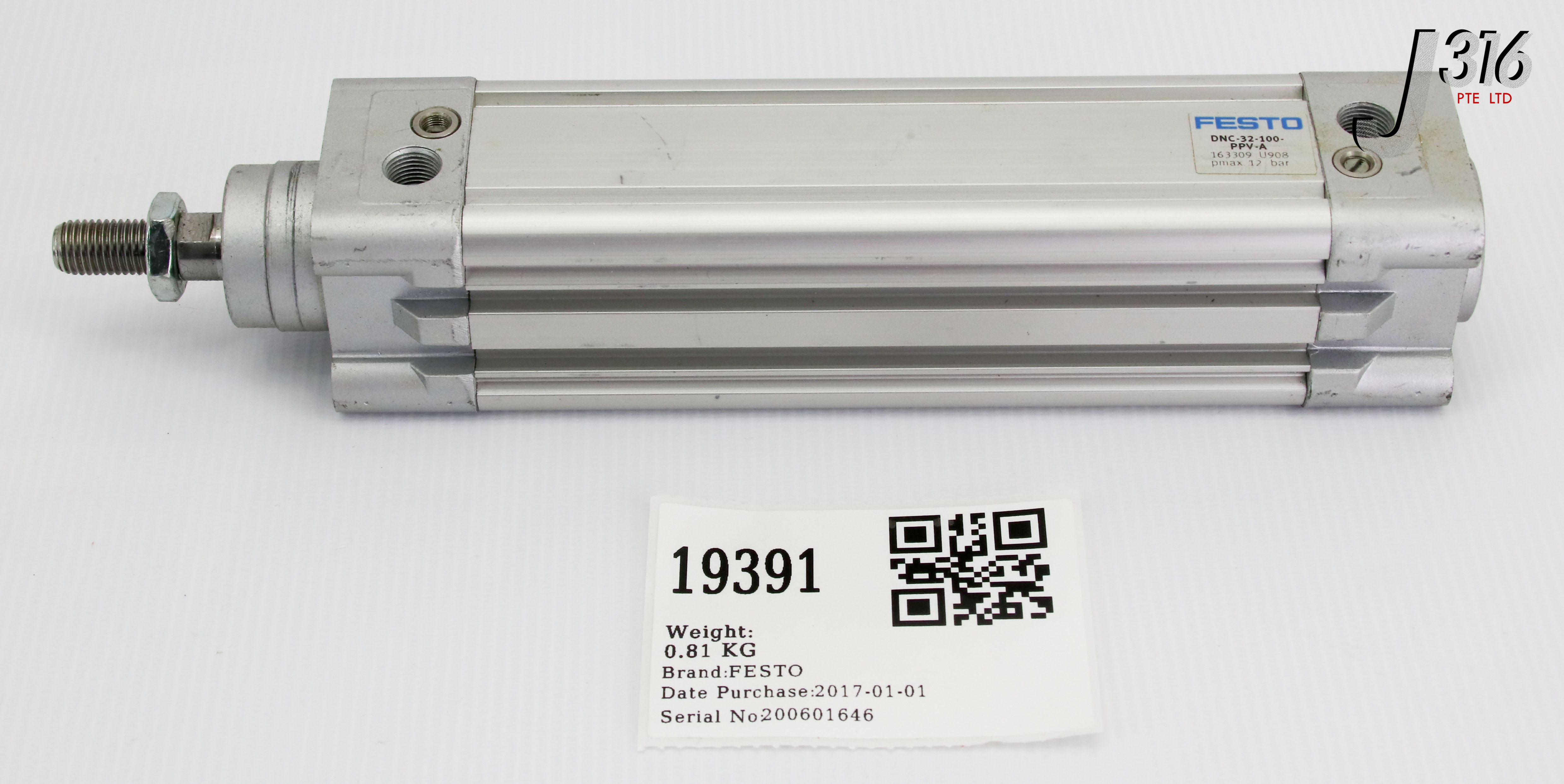 Q 19391 FESTO STANDARD DOUBLE ACTING CYL 163309 PMAX. 12BAR DNC-32